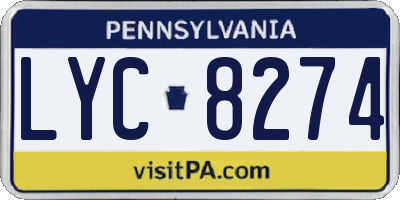 PA license plate LYC8274