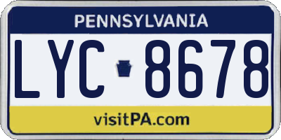 PA license plate LYC8678
