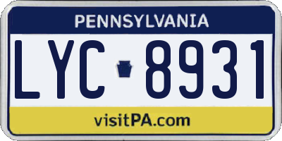 PA license plate LYC8931