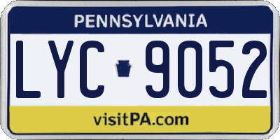 PA license plate LYC9052