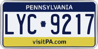 PA license plate LYC9217