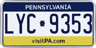 PA license plate LYC9353