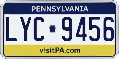 PA license plate LYC9456