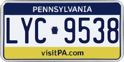 PA license plate LYC9538