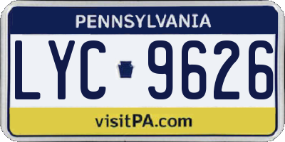 PA license plate LYC9626