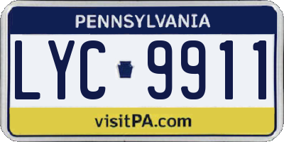 PA license plate LYC9911