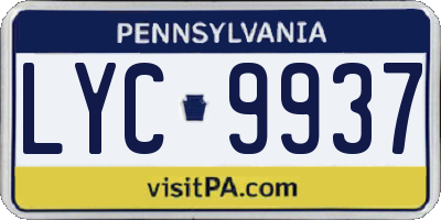 PA license plate LYC9937