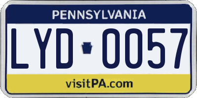 PA license plate LYD0057