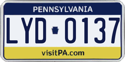 PA license plate LYD0137