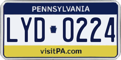 PA license plate LYD0224