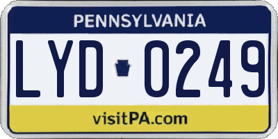 PA license plate LYD0249