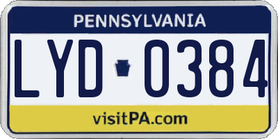 PA license plate LYD0384
