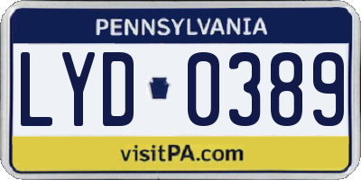 PA license plate LYD0389