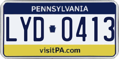 PA license plate LYD0413