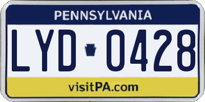 PA license plate LYD0428