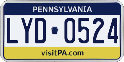 PA license plate LYD0524