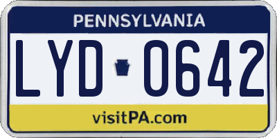 PA license plate LYD0642