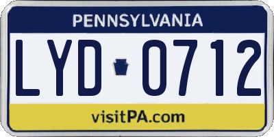 PA license plate LYD0712