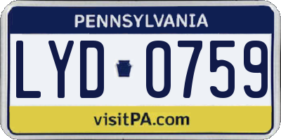 PA license plate LYD0759