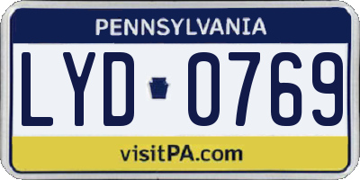 PA license plate LYD0769