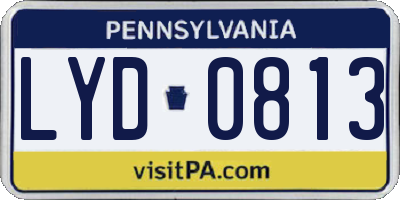 PA license plate LYD0813