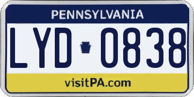 PA license plate LYD0838