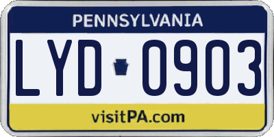 PA license plate LYD0903