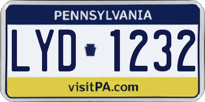 PA license plate LYD1232