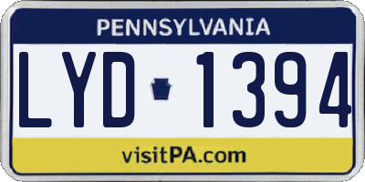 PA license plate LYD1394