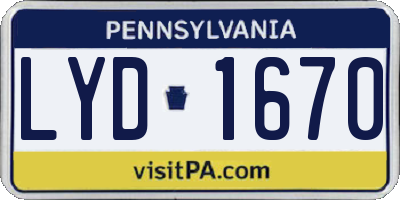 PA license plate LYD1670
