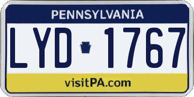 PA license plate LYD1767