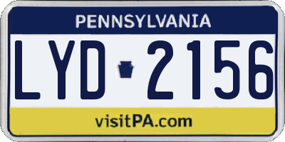 PA license plate LYD2156