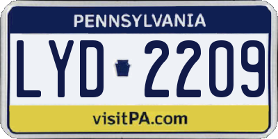 PA license plate LYD2209