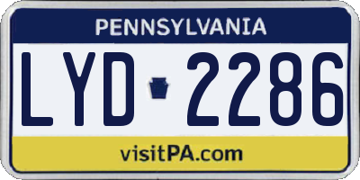 PA license plate LYD2286