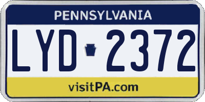 PA license plate LYD2372