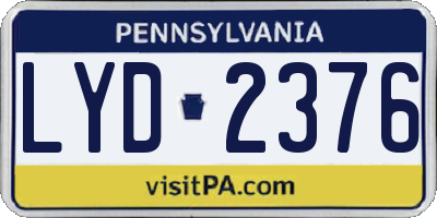 PA license plate LYD2376