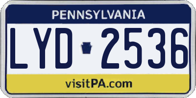 PA license plate LYD2536