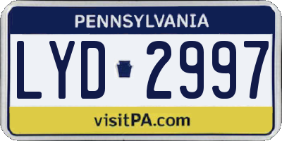 PA license plate LYD2997