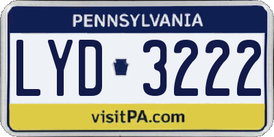 PA license plate LYD3222
