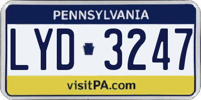 PA license plate LYD3247