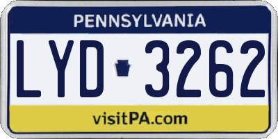 PA license plate LYD3262