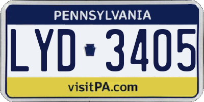 PA license plate LYD3405