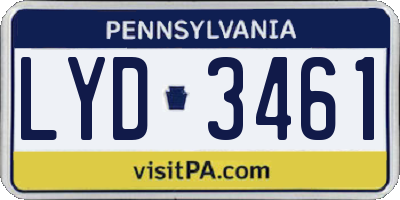 PA license plate LYD3461