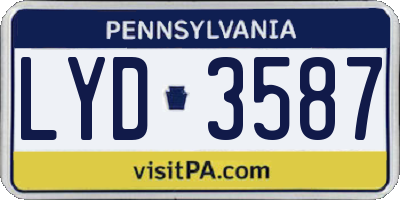 PA license plate LYD3587