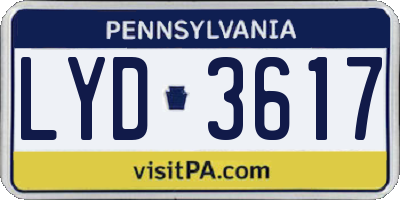 PA license plate LYD3617
