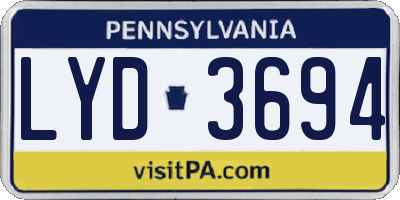PA license plate LYD3694