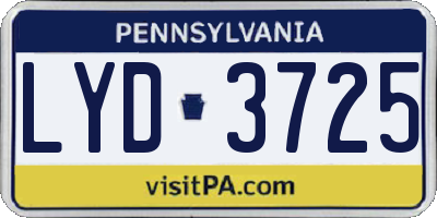 PA license plate LYD3725