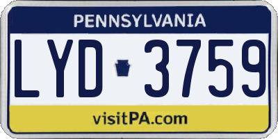 PA license plate LYD3759