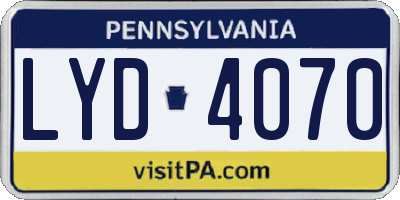 PA license plate LYD4070