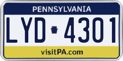 PA license plate LYD4301